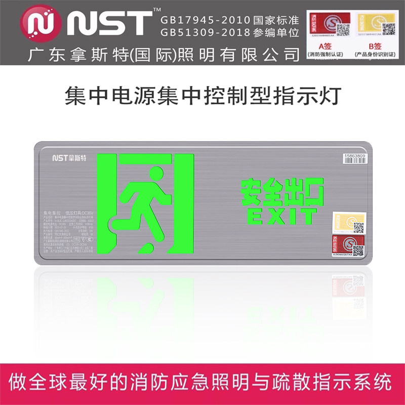 NST拿斯特疏散指示灯A型智能低压36V安全出口应急灯EPS集中电源箱