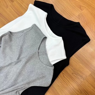 显瘦纯色圆领外穿无袖 百搭修身 背心女 基础时尚 欧洲站2025早春新款