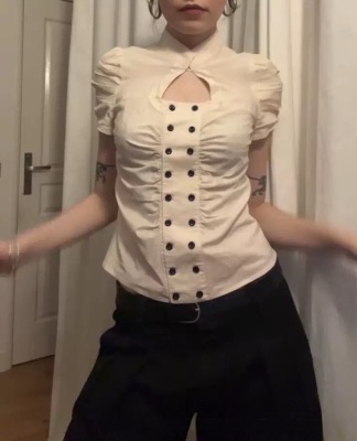 shirt简约气质优雅polo领翻领褶皱单排扣修身收腰通勤纯色衬衫女