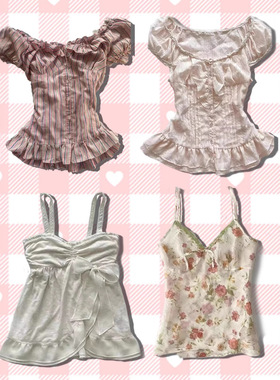 Sweet top新款甜美清新纯色蕾丝百搭性感吊带连衣裙女式上衣百搭