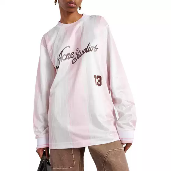 European and American Cross-Border New Y2K Style Streetwear Letter Print Long-Sleeve Sports Top Satin T-Shirt for Men and Women