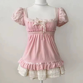 SUIT跨境新款 女生 T恤上衣短裙套装 时尚 撞色波点收腰显瘦休闲短袖