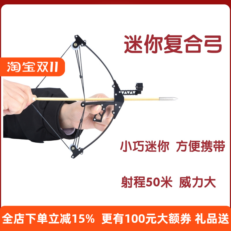 迷你微型三角复合弓可拆卸小型弓大威力室内解压射箭滑轮玩具弓套