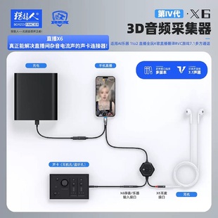 猎狼人X6数字3D双通道音频采集器RVC变声无线麦声卡调音台内录线