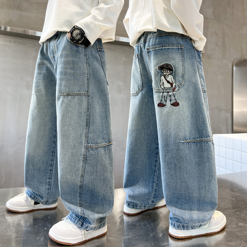 儿童牛仔长裤男童裤子2026春秋新款直筒男孩小学生休闲春季薄帅气