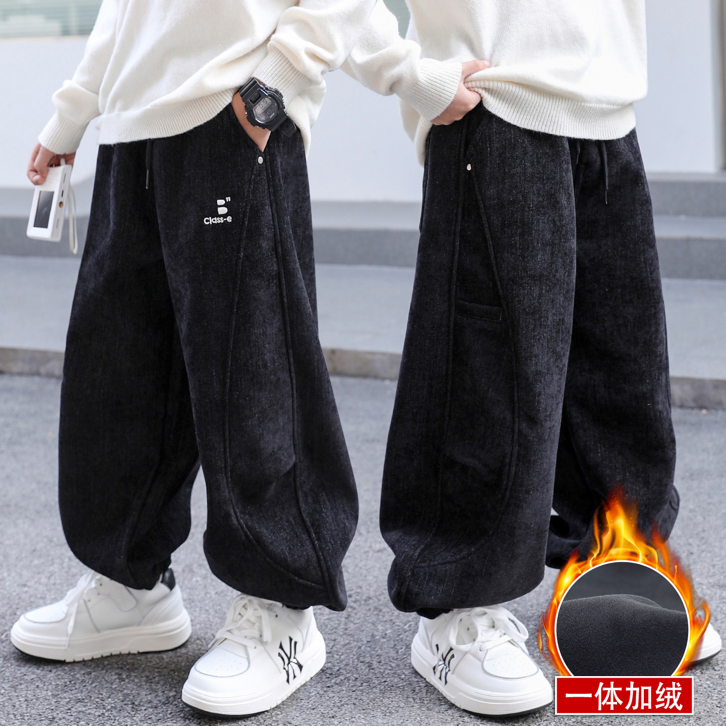 男童裤子加绒冬季新款儿童运动潮