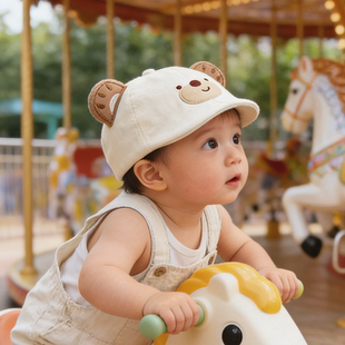 宝宝帽子男宝贝雷帽春款可爱小熊女宝婴幼儿童鸭舌帽春秋季幼童萌