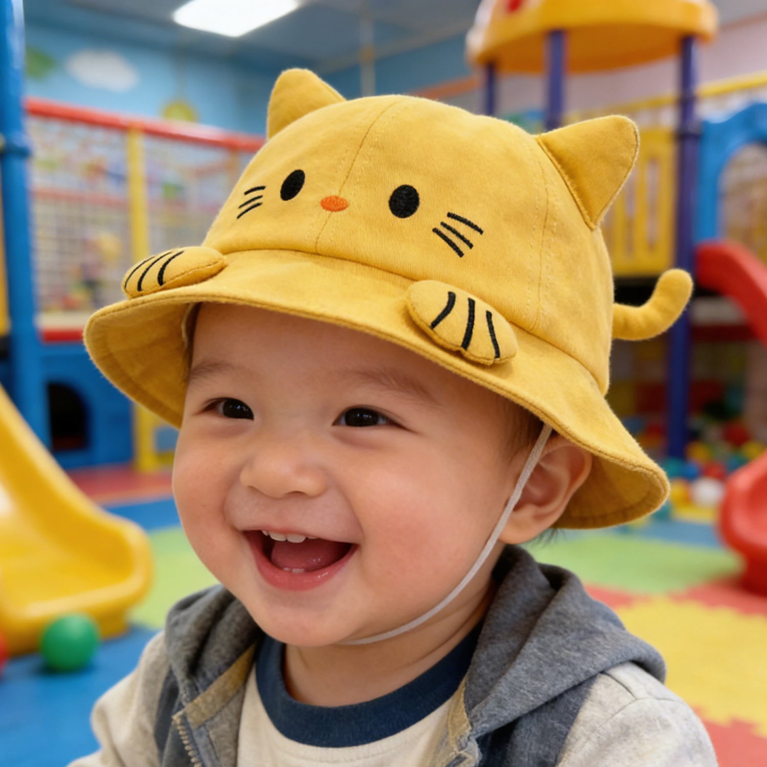 宝宝帽子男女宝盆帽可爱猫咪婴幼儿童遮阳帽春秋季外出幼童渔夫帽