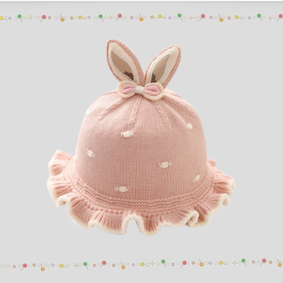 女宝宝帽子秋冬季女婴儿毛线帽小月龄套头帽可爱婴幼儿渔夫帽保暖