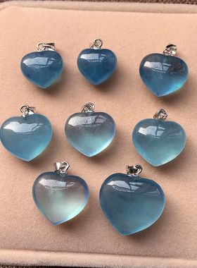 银天然海蓝宝爱心形女一物一图