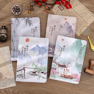 全彩页插画古风手帐本带旅游印章的中国风古典笔记本送礼佳选