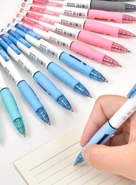 得力S09按动中性笔红笔适合老师批改黑笔学生考试用子弹头签字笔