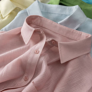 女08L0 法柜含天丝醋酸肌理感圆弧摆遮阳衬衫 H春上7号 春夏神仙色