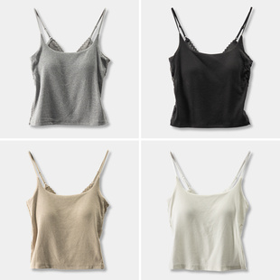 法G拼蕾丝含胸垫U领吊带背心女67F5 小性感 特 神仙打底 H春上7号