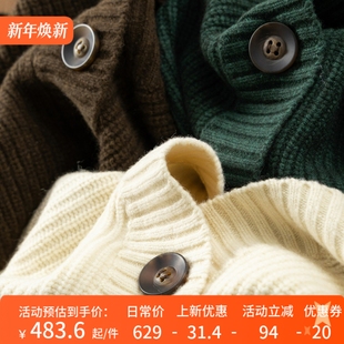 稀有100牦牛绒V领毛衣马甲开衫 百搭王者 女05G8 法柜 H春上7号