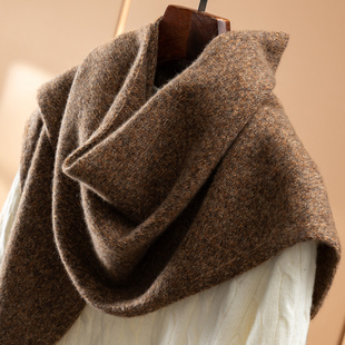H春上7号 造型救星!法柜暖奢100山羊绒花纱三角围巾披肩女03J2特