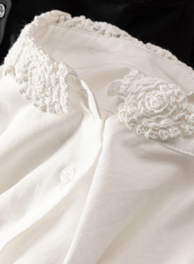 H春上7号 W贸单 温柔职场 会呼吸天丝+棉法式盘花领衬衫D女08G1