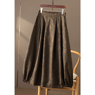 羊毛提花打褶半身裙女春天家5N65 少见花苞型真丝 ￥579 秒