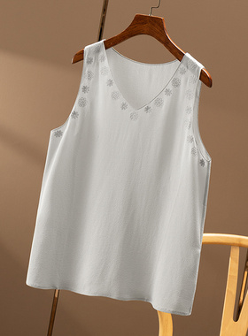 ￥319 秒！肌理真丝鬼绉花朵刺绣背心马甲Vest春上7号女6W99