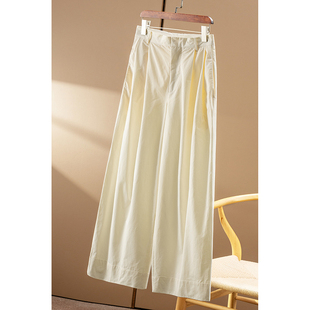 设计师100支莼棉高腰捏褶阔腿长裤 春天家 女2Y63 秒 ￥359