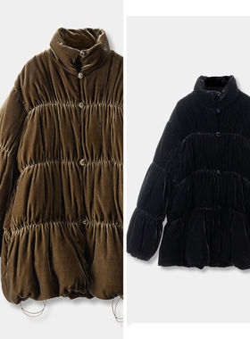 H春上7号 高奢臻品 法柜真丝丝绒娃娃款90鹅绒捏褶羽绒服D女00K1