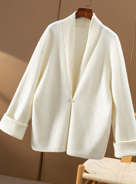 WW￥2990 秒！春天家 奢贵 重磅100羊绒毛衣开衫外套女3V22