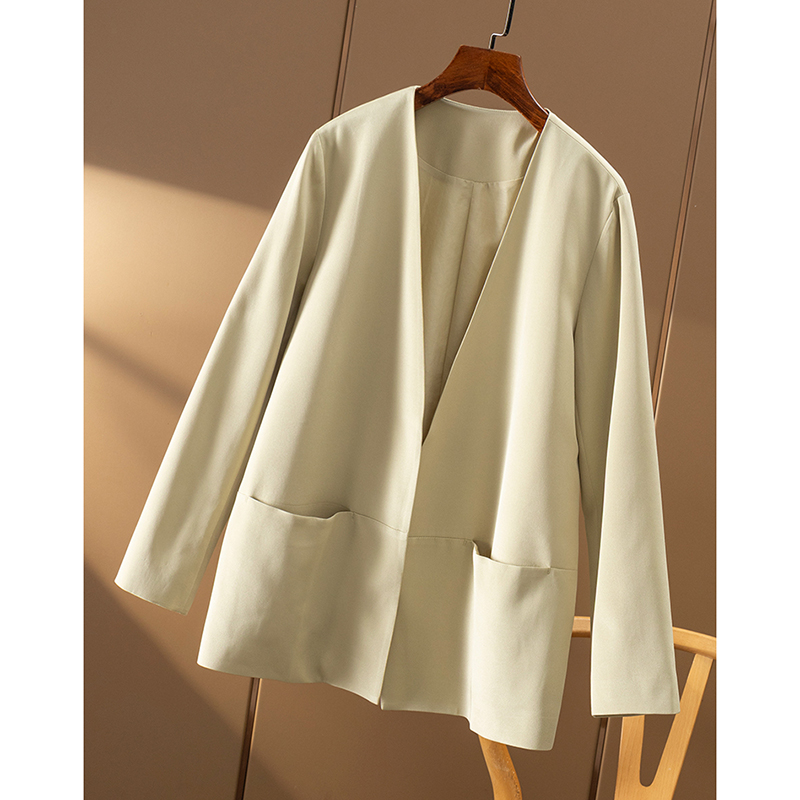 ￥619 秒！春天家 篙级色 法G通勤重磅真丝V领西装外套女8V97
