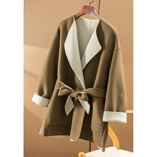 意D利羊绒羊毛手工双面披肩大衣女982Z 春天家 ￥1990 秒