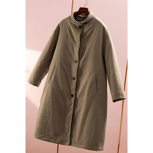 春天家 复古100羊毛立领宽松中长棉服外套女34I9 秒 ¥339