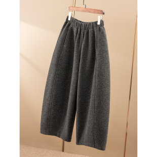 法柜含羊毛阔腿香蕉八分毛呢裤 松弛洒脱 女80E0 春天家 ￥秒