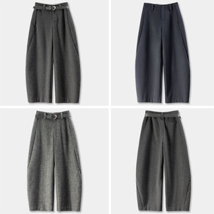 女20J4 法柜含羊毛软呢阔腿弯刀镰刀西裤 特 通勤王炸版 D春天家