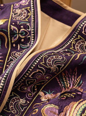 H春上7号 凤穿牡丹 鼎奢新中式重工刺绣重磅真丝香云纱外套D00L7