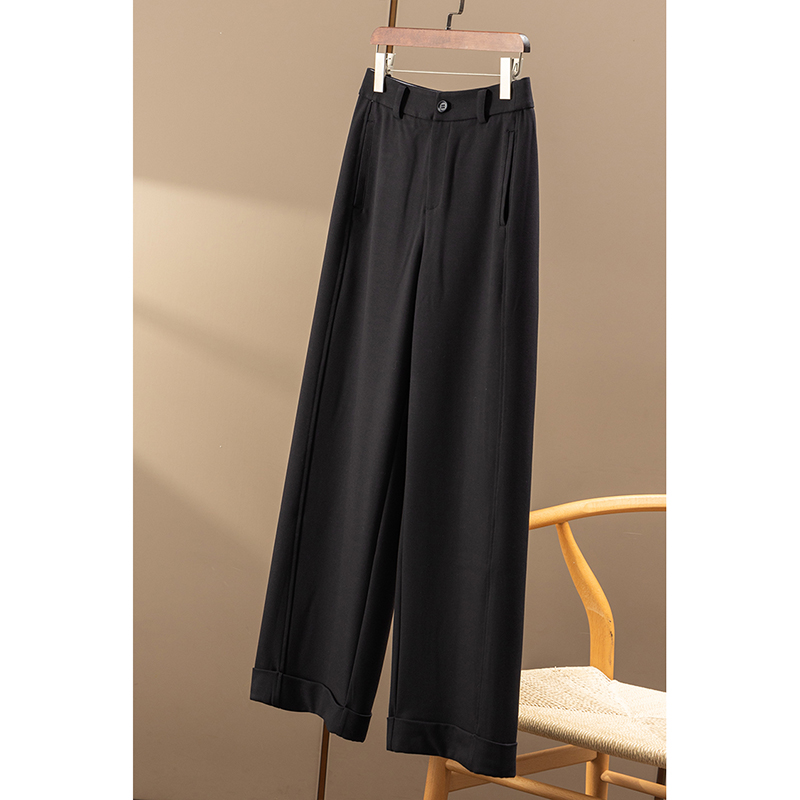 ￥289 秒！春天家 通勤 法柜醋酯天丝高腰直筒阔腿裤女03F8