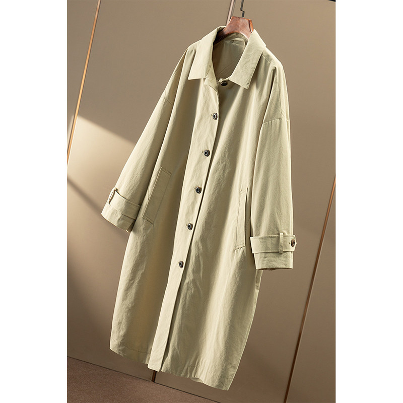 ￥649 秒！春天家 英G设计感茧型中长款纯棉防水风衣外套女84A8