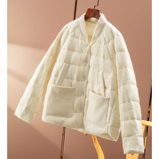 羊毛棉毛呢90鹅绒亮片立领羽绒服女97B9 春天家 FF￥1200 秒