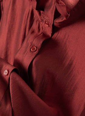 H春上7号 优雅高级 法柜含真丝天丝木耳边领花边袖衬衫D女10K8 特