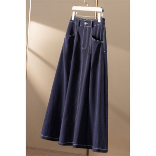 软牛仔 春天家 含天丝明线后松紧腰A字半身裙女05F7 秒 ￥249