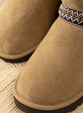 H春上7号 毛绒暖冬 U+经典加厚加绒羊皮毛一体雪地短靴女48I0 特