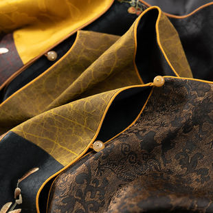 拼接刺绣提花真丝香云纱马甲D17G1特 叠穿之美 H春上7号 国风雅韵