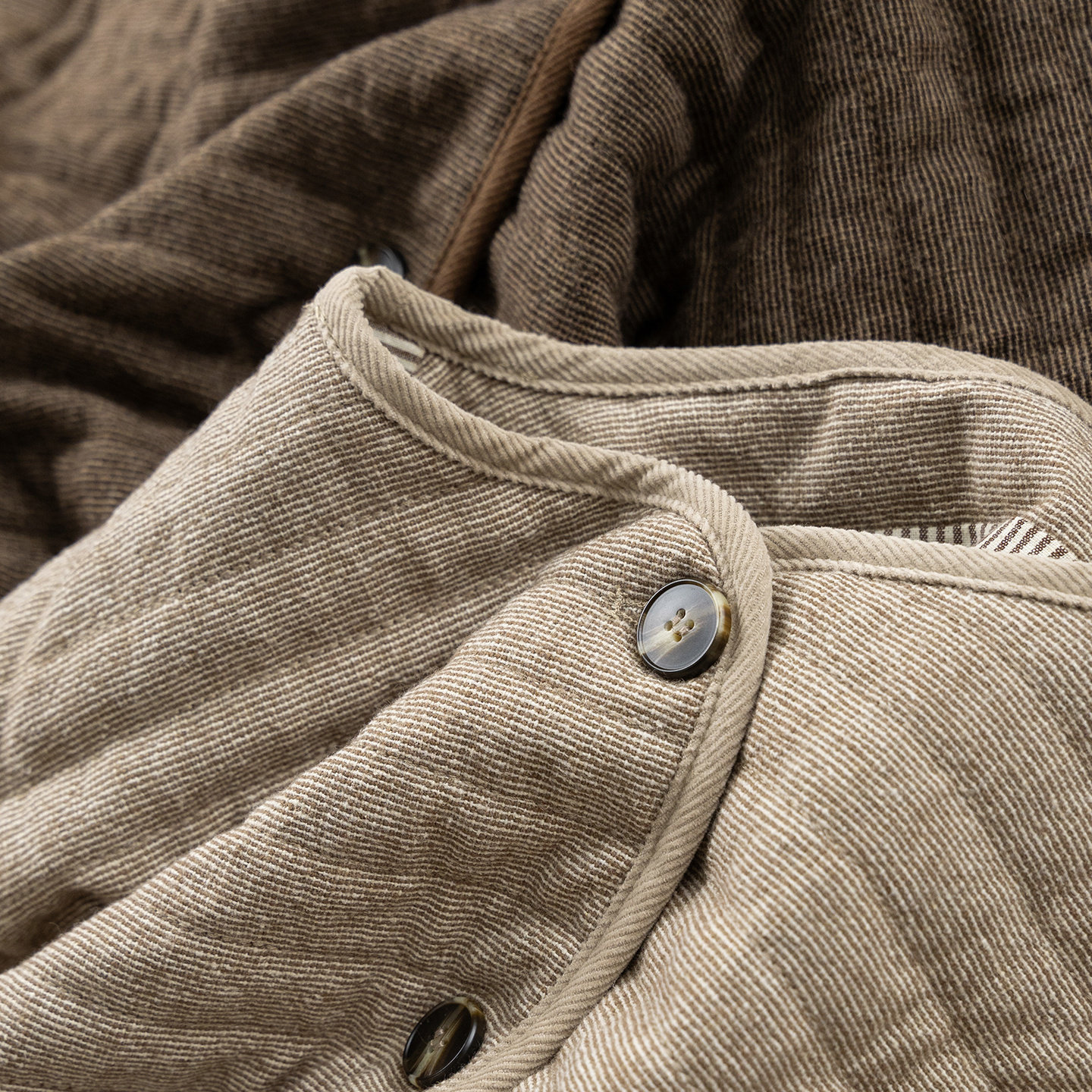 法柜重工绗缝含亚麻羊毛棉服外套