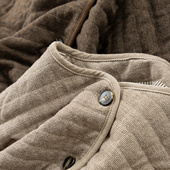 H春上7号 高品相 法G老钱重工绗缝含亚麻羊毛圆领棉服外套D女42I3