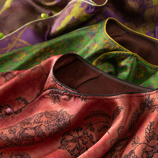 美学重磅真丝红云纱花萝圆领衬衫 中式 T女22G1 温润如玉 H春上7号