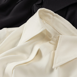 圆弧摆衬衫 法柜奢牌篙级腔调真丝羊毛长袖 女39I4特 塔尖 H春上7号