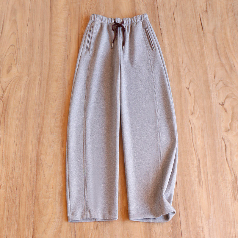 ￥259 秒！春天家  法G休闲显瘦松紧腰高腰阔腿镰刀卫裤女18I1