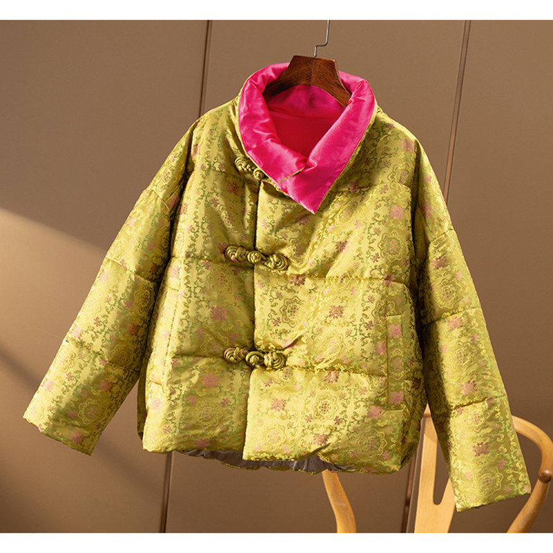 AA￥2390 秒！春天家新中式真丝宋锦90鹅绒盘扣翻领羽绒服女2U94,女装/女士精品,羽绒服,淘宝优惠券,粉丝福利购,淘宝优惠卷