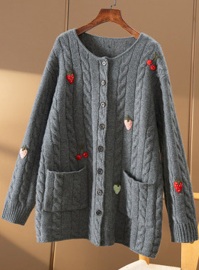 ￥1890 秒！春天家  钩花^绞花100山羊绒毛衣开衫外套女0W35