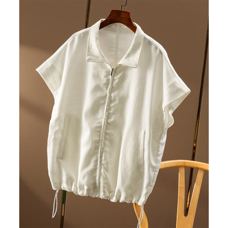 ￥209 秒！春天家 芨简休闲天丝亚麻包肩袖马甲外套女51C7