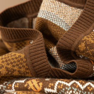 法柜100羊毛提花背心马甲女58E9 叠搭利器 特 复古深咖 H春上7号