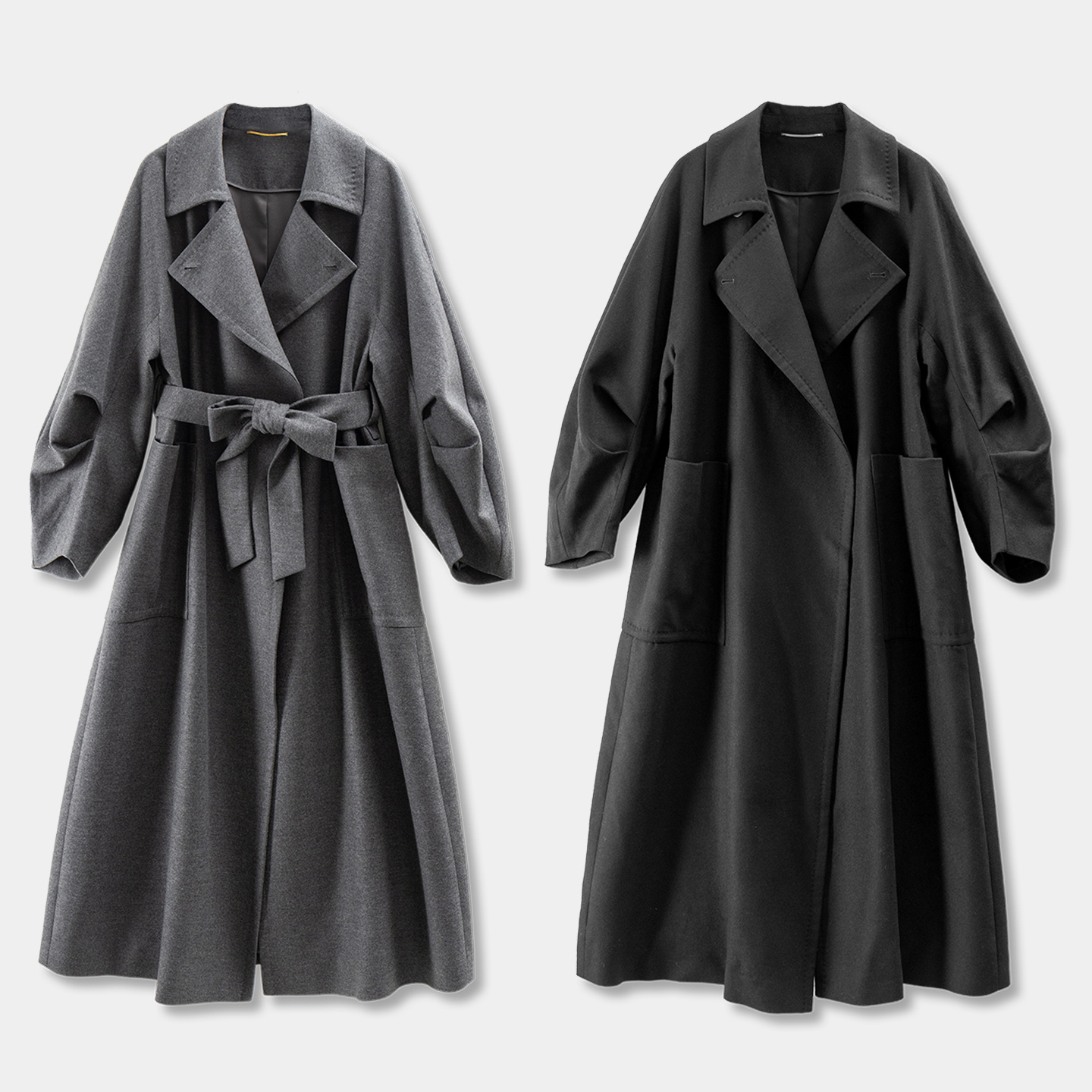 法柜W+羊毛+山羊绒毛呢收腰大衣