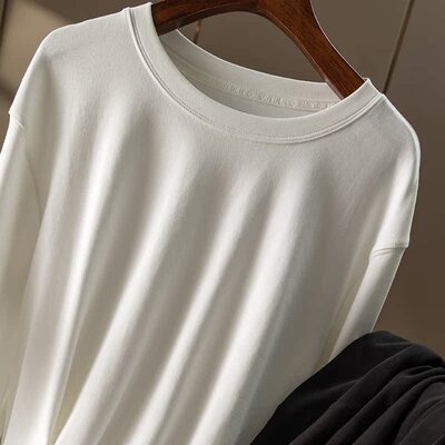 男女同款刺绣圆领长袖卫衣棉T恤